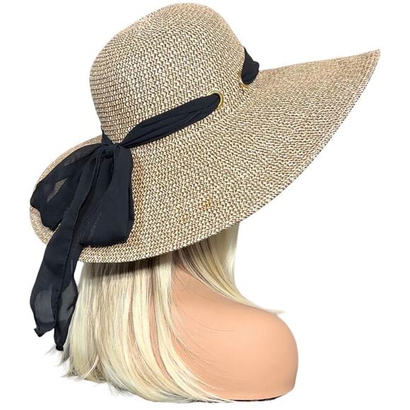 Large Brim Beach Sun Hat With Bow Detail - Picture 9 of 12